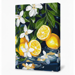 Lămâie tăiată, 30x40 cm, pictură pe numere