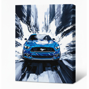 Mustang albastru, 30x40 cm, pictură pe numere