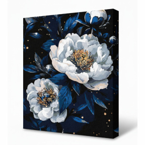 Constelație florală cu vopsele metalic extra, 30x40 cm, pictură pe numere