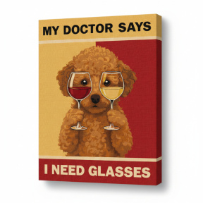 Poster. Pudel și ochelari, 30x40 cm, pictură pe numere