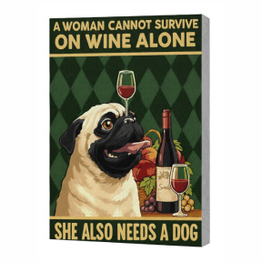 Постер. Вино и собака, 30х40 см, картина по номерам