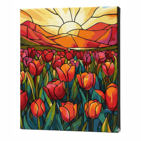 Câmp de lalele, 40x50 cm, pictură pe numere