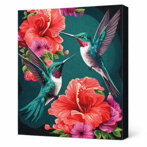 Colibri de smarald cu vopsele metalic extra, 40x50 cm, pictură pe numere