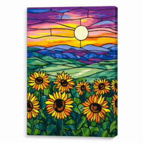 Câmp de floarea-soarelui, 40x50 cm, pictură pe numere