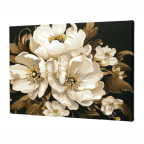 Tandrețe albă cu vopsele metalic extra, 40x50 cm, pictură pe numere