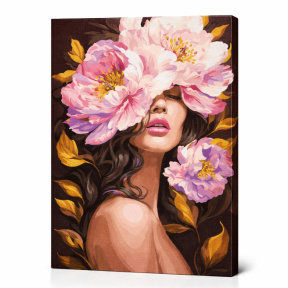 În aromă bujorilor cu vopsele metalice, 40x50 cm, pictură pe numere