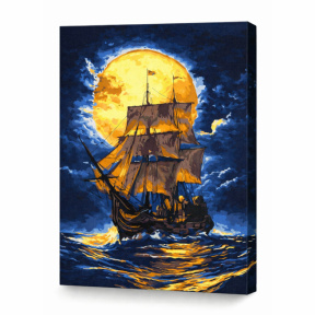 Acolo unde cerul întâlnește marea cu vopsele metalic extra, 40x50 cm, pictură pe numere