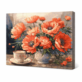 Buchet cu maci, 40x50 cm, pictură pe numere