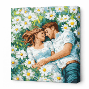 Îmbrățișările tale printre flori, 40x40 cm, pictură pe numere