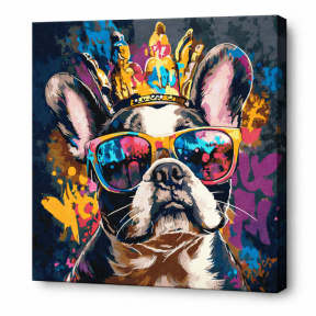 Bulldog aprins, 40x40 cm, pictură pe numere