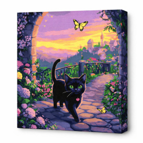 Pisică de basm, 40x40 cm, pictură pe numere