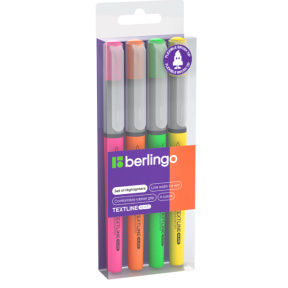 Set evidențiator cu pensulă Berlingo Textline HL470, 4 culori, 1-6 mm, suport Euro