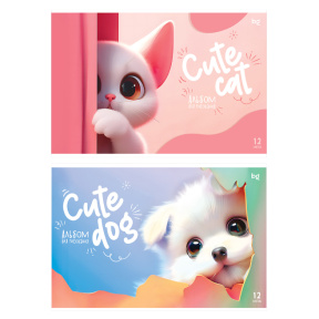 Альбом для рисования 12л., А4, на скрепке BG "Прятки", эконом