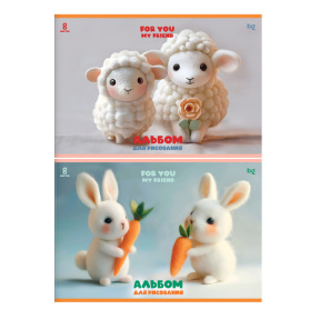 Альбом для рисования 08л., А4, на скрепке BG "Мягкие игрушки", эконом