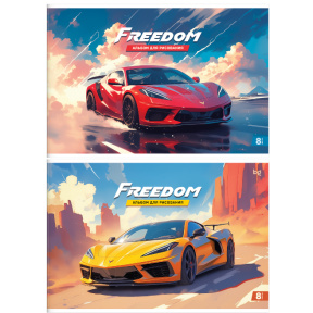 Альбом для рисования 08л., А4, на скрепке BG "Тачки", эконом