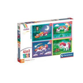 Puzzle Clementoni "4 in 1 O zi cu unicorni 2025", 72 piese