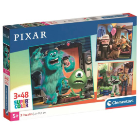 Пазл Clementoni Pixar 2025, 3 пазла по 48 деталей