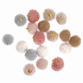 Pompone decorative, nuanțe nude, 18 buc.