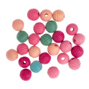 Mărgele din lemn rotunde, 15 mm, 25 buc., multicolore