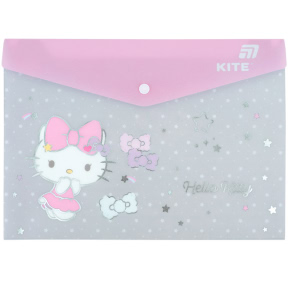Папка-конверт A4 на кнопке KITE Hello Kitty серая