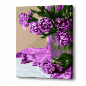 Bujori violet, 40x50 cm, pictură pe numere