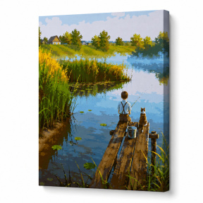 Утро на озере летом, 40x50 см, картина по номерам