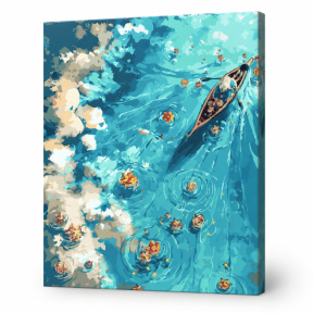 Stele în marea azurie, 40x50 cm, pictură pe numere