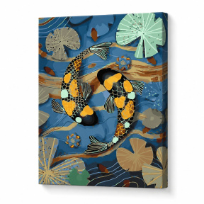 Crapi koi aurii, 40x50 cm, pictură pe numere