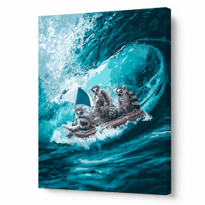Lemuri surferi, 40x50 cm, pictură pe numere