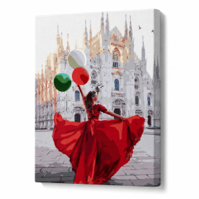 Fată la Catedrala din Milano, 30х40 cm, pictură pe numere