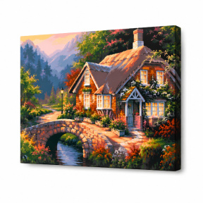 Căsuța de poveste în pădure, 30х40 cm, pictură pe numere
