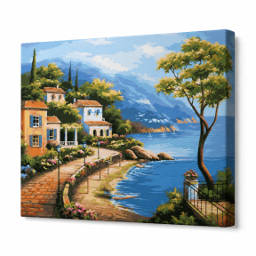 Orășel de coastă, 30х40 cm, pictură pe numere