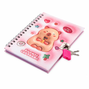 Carnet cu spirala, A6, 40 foi 110x150mm 48 foi patratele cu lacatica CAPYBARA 2 KIDS LINE