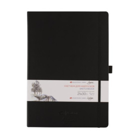Sketchbook pentru schițe "Ladoga" 12x12 cm 140g 80 foi ivory, negru cu elastic