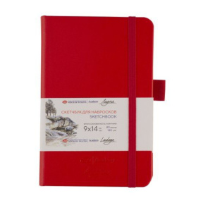 Sketchbook pentru schițe "Ladoga" 9×14 cm 140g 80 foi ivory, roșu cu elastic