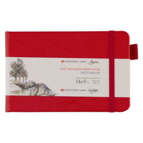Sketchbook pentru schițe "Ladoga" 14x9cm 140g 80 foi ivory, roșu cu elastic
