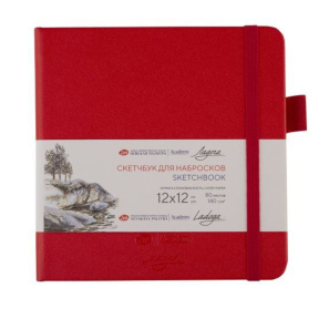Sketchbook pentru schițe "Ladoga" 12х12 cm 140g 80 foi ivory, roșu cu elastic