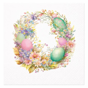 Șervețele din hârtie, 3 straturi, 33 × 33 cm, Easter Wreath, 20 buc.