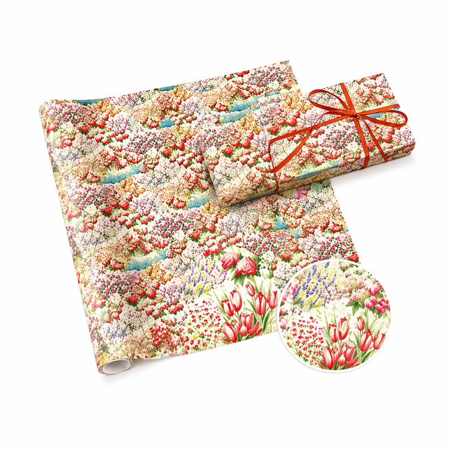 Hârtie de ambalaj, 70 × 200 cm, Neutral 41, Summer Flowers mix