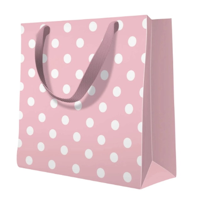 Pungă cadou (S), 17 × 17 × 6 cm, Dotsy Check Rosa