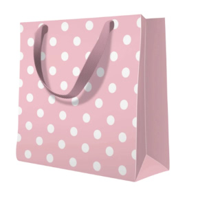 Pungă cadou (S), 17 × 17 × 6 cm, Dotsy Check Rosa