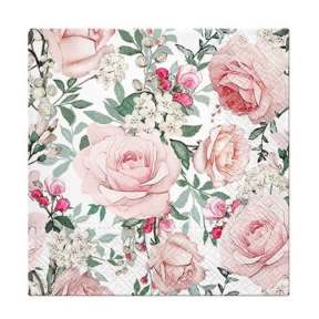 Șervețele din hârtie, 3 straturi, 33 × 33 cm, Trandafiri splendizi , 20 buc.