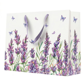 Pungă cadou orizontală, 33,5 × 26,5 × 13 cm, Lavender Butterfly