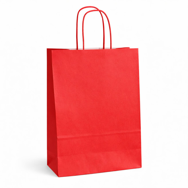 Pungă din hârtie kraft 22×10×32 cm, culoare roșie