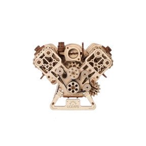 3D Деревянный Пазл Механический,  Ugears, Модель двигателя V8, 776 элементов