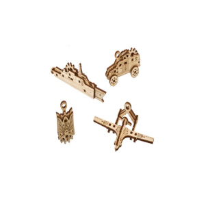 Puzzle 3D din lemn mecanic, Ugears, Fidget Invincibilitate, 43 piese