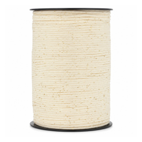Șnur thailandez cu glitter 3 mm, 400 g, 200 m, crem/auriu