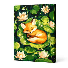 Pui de vulpe adormit,  30x40cm, pictura pe numere