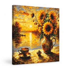 Floarea-soarelui la apus, 40x50cm , pictura pe numere