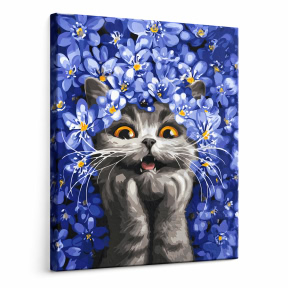 Pisica in ghiocei, 40x50cm, pictura pe numere